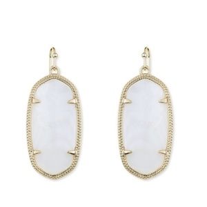 Kendra Scott elle yellow gold drop earrings in white